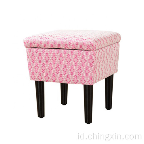 Pink Rekreasi Kain Penyimpanan Ottoman Furniture Ruang Tamu